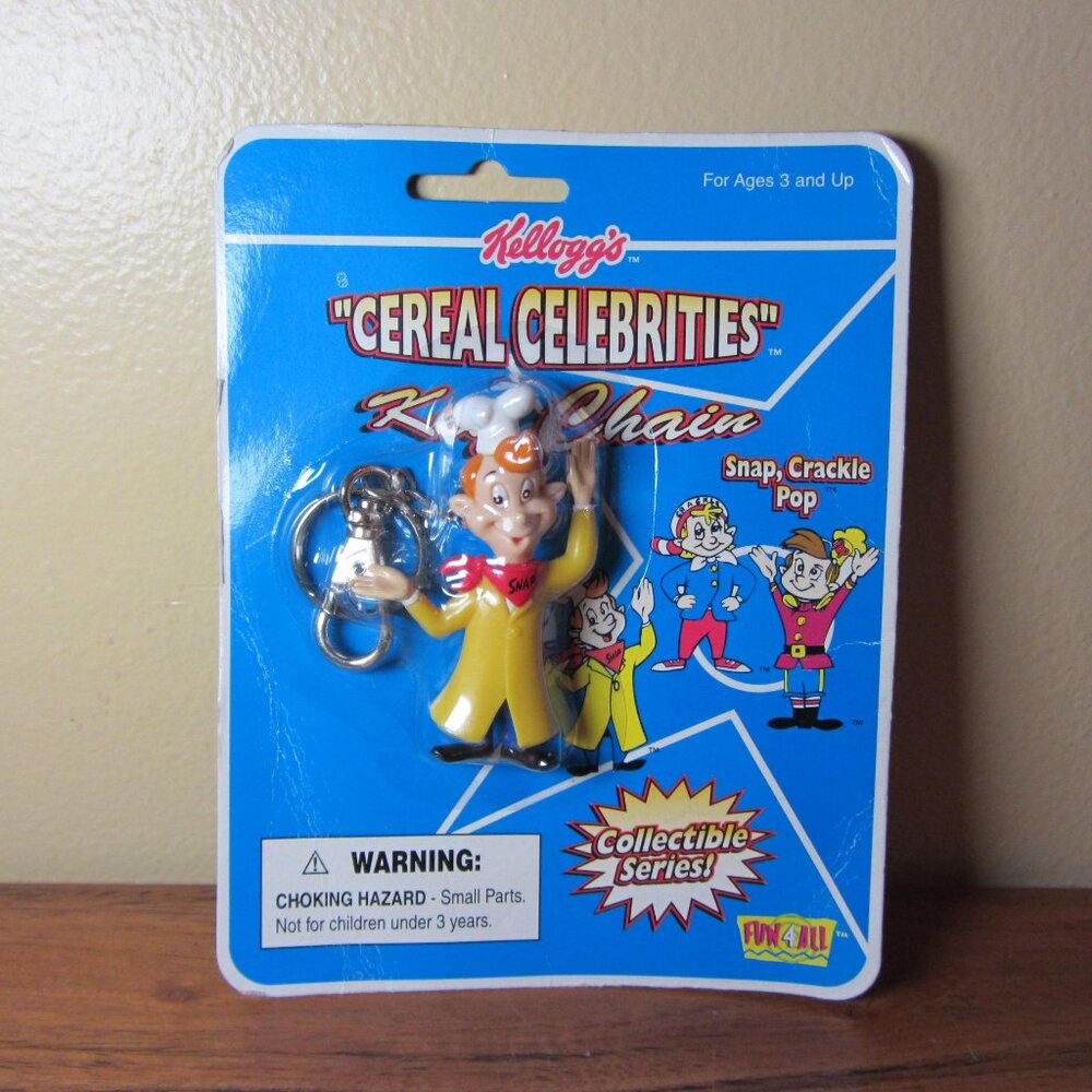 vintage kellogg's cereal SNAP keychain NIP unopened (W4684)